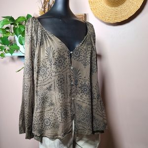 Free People One BoHo Flowy Top Large Oversized Fit